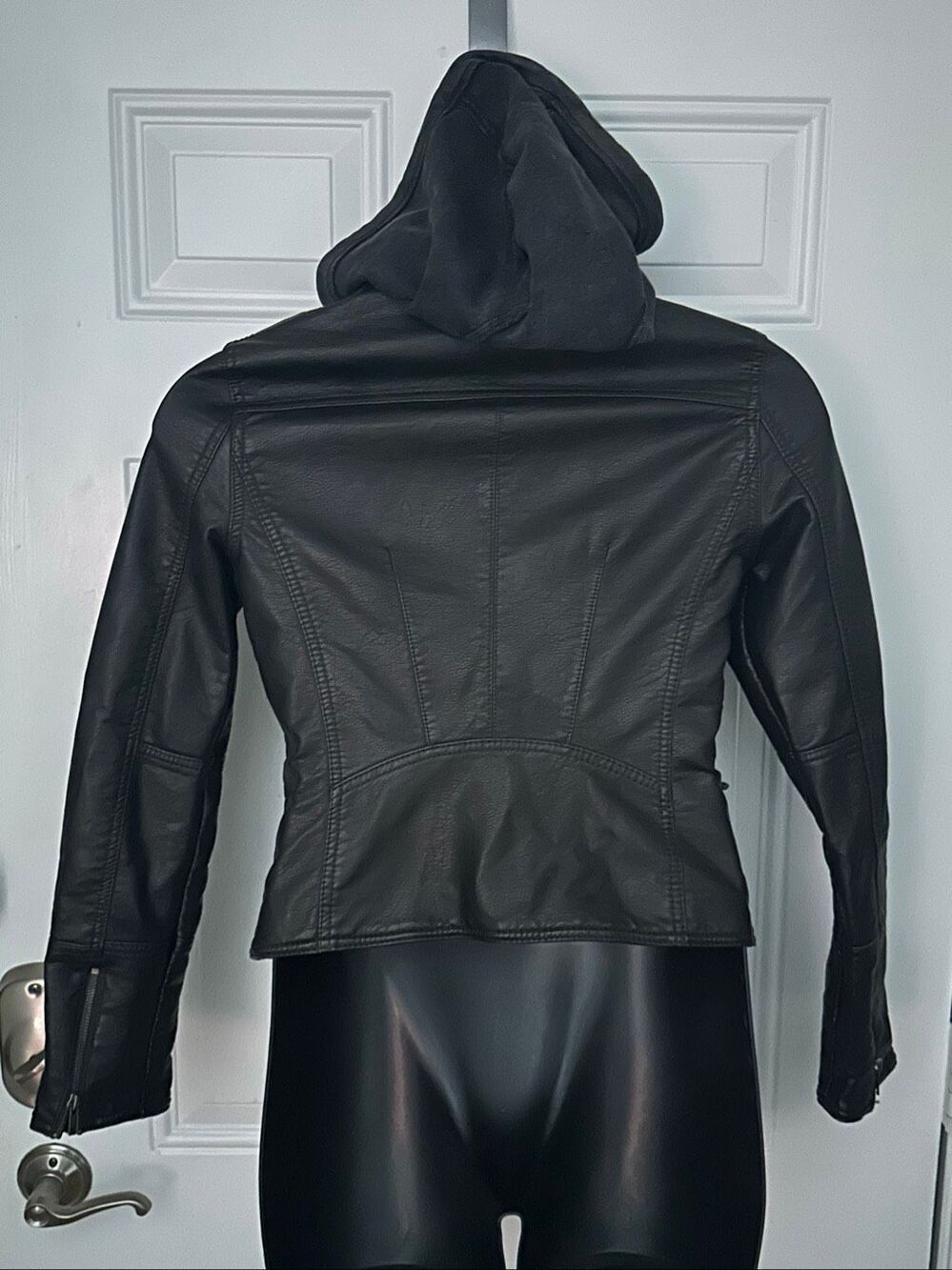 NWOT Free People We The Free Women's Black Vegan Leather Biker Moto Jacket Small - Picture 3 of 12